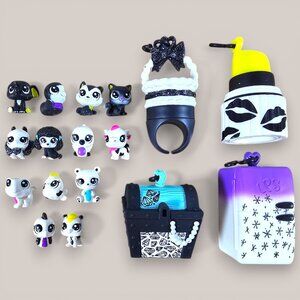 Hasbro Littlest Pet Shop Black and White Teensie Lot of 13 Cat Dog Cow #1-49 LPS